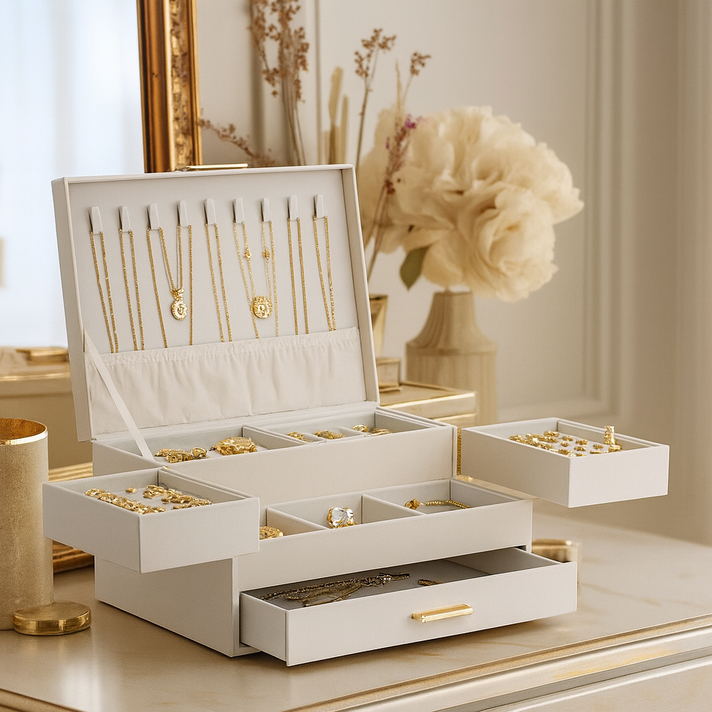 Luxury Jewelry Box with 4 Layers | Beautiful, Secure & Perfect