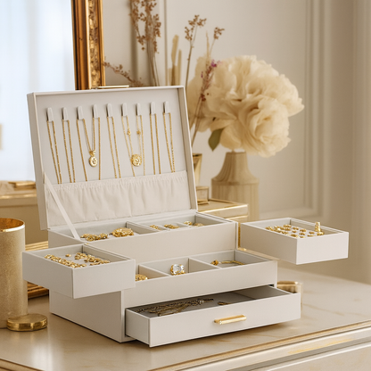Luxury Jewelry Box with 4 Layers | Beautiful, Secure & Perfect