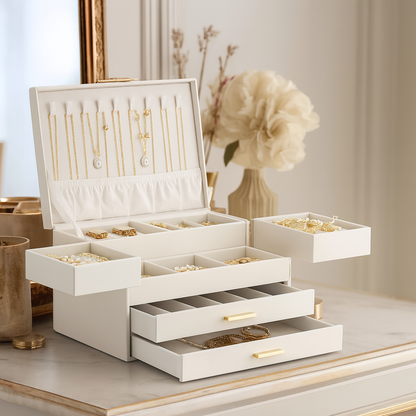 Luxury Jewelry Box with 4 Layers | Beautiful, Secure & Perfect