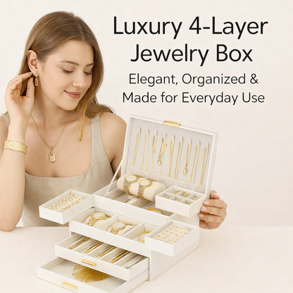 Luxury Jewelry Box with 4 Layers | Beautiful, Secure & Perfect